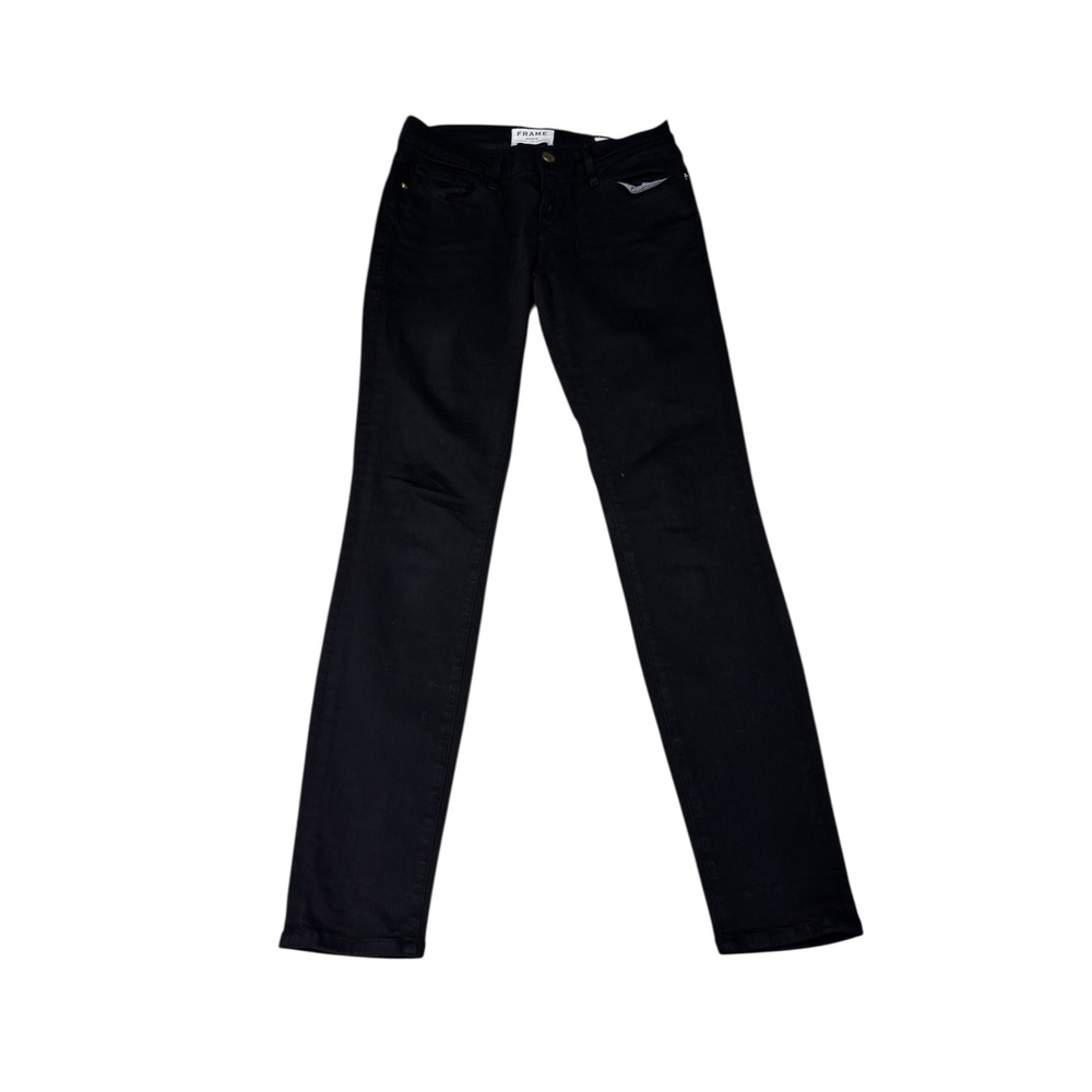 FRAME Le Skinny de Jeanne Black Denim Jeans Womens Size 27X29 Film Noir Made USA